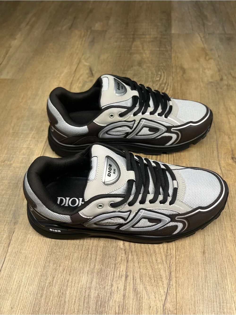 Dior Men's Mesh & Leather Sneakers in Beige and Black